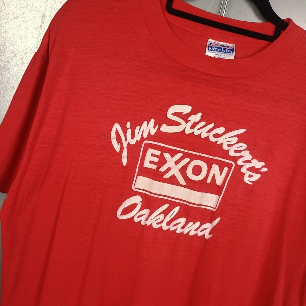 Exxon Oil Gas Vintage 80s Pittsburgh Oakland 50/50 Blend Shirt Large Soft Thin